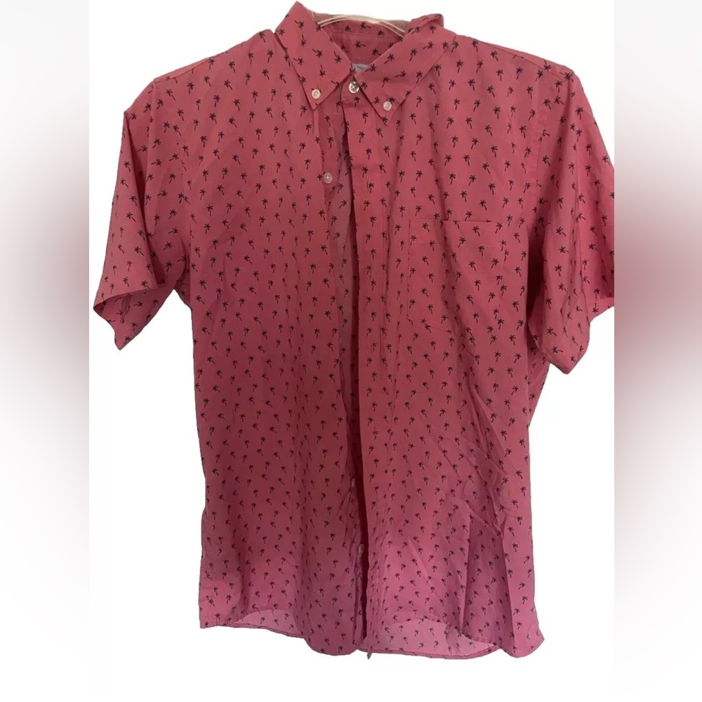 Izod Mens Shirt Med Palm Tree Print Short Sleeve Performance Wicking Button-Down